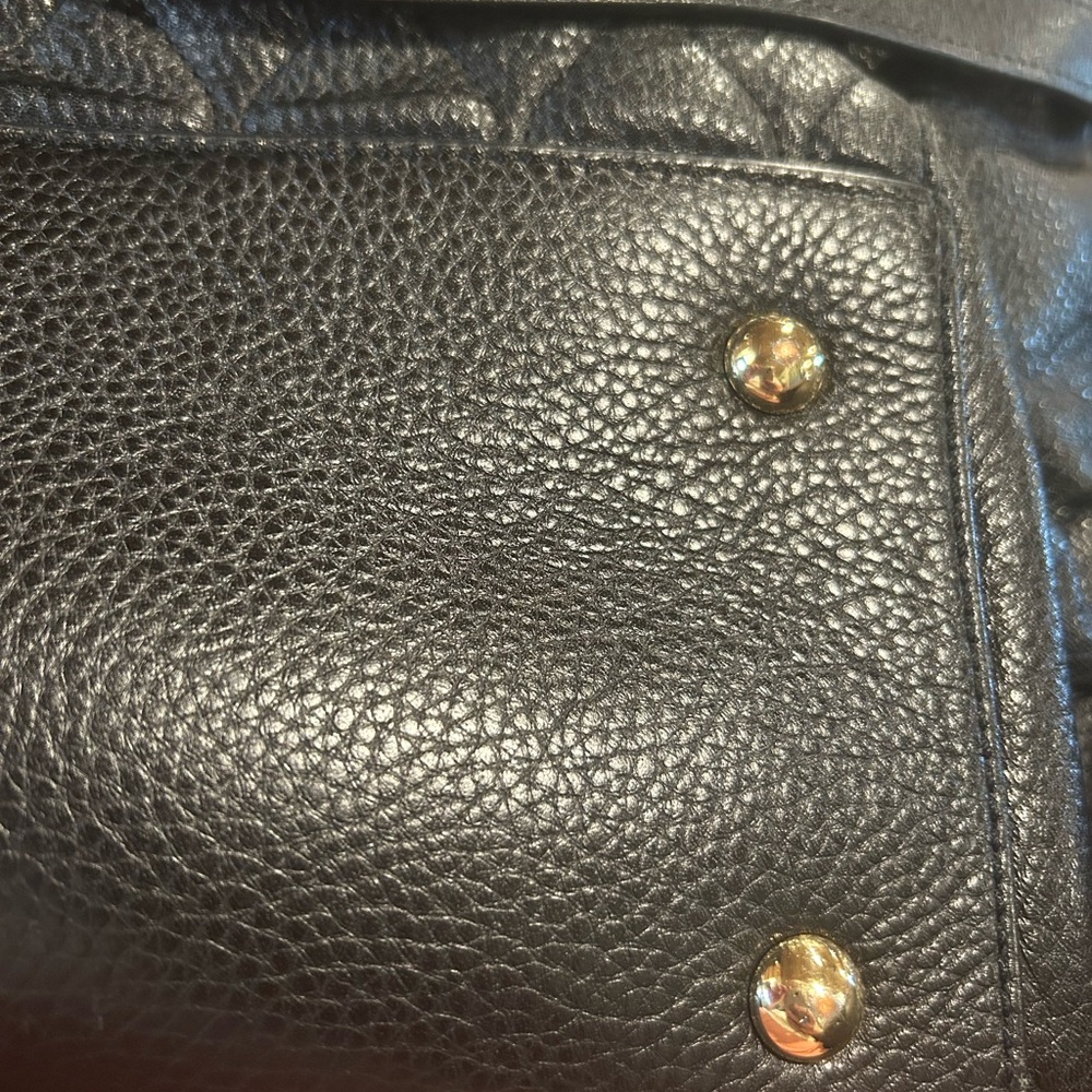 Vera Bradley Black Quilted Leather Tote with Gold Hardware - Picture 9 of 12
